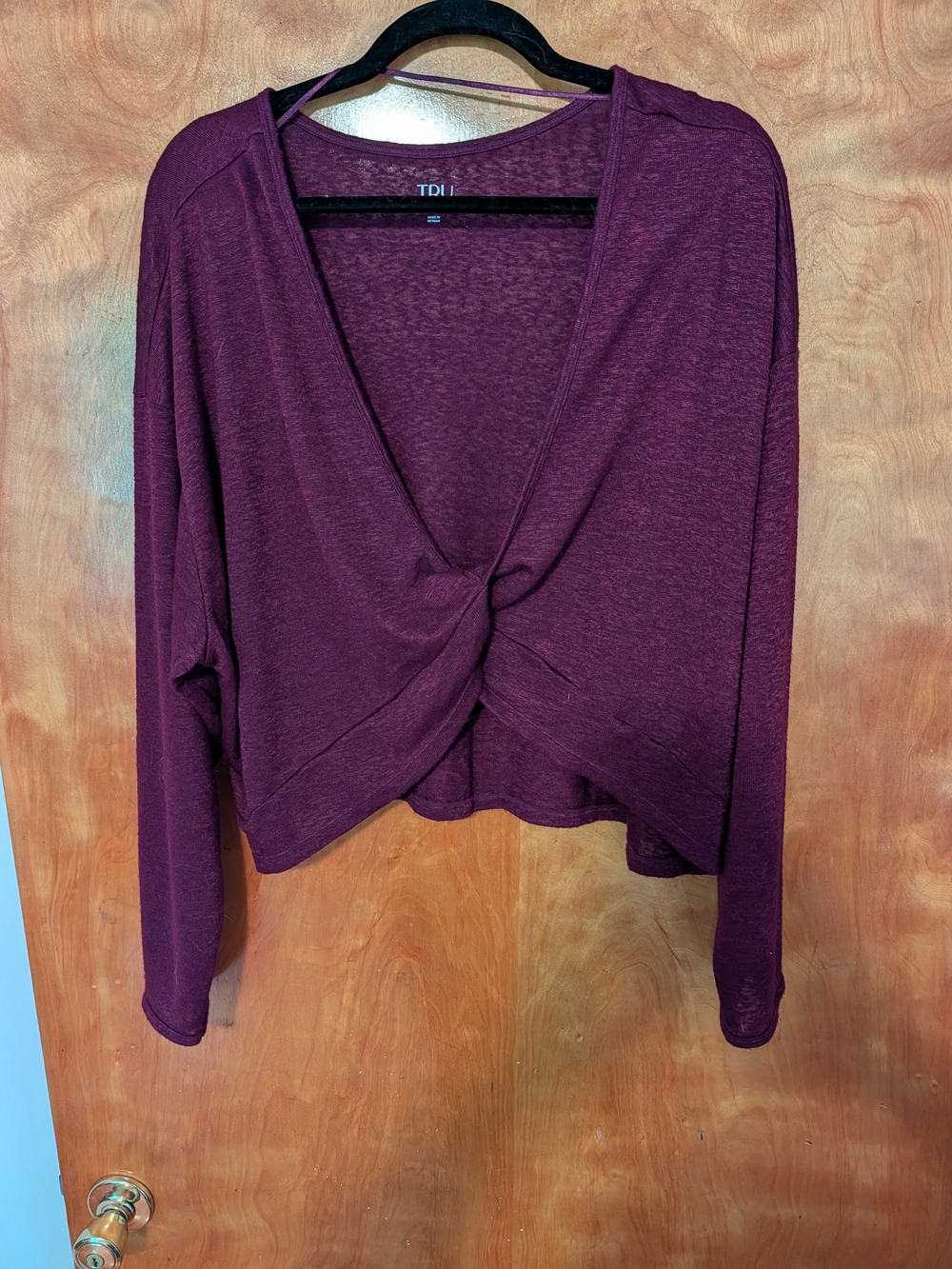 TDI Twist-Knot Long-Sleeve Top — Plum